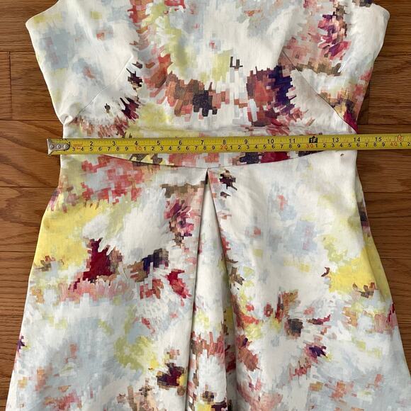 Hunter Bell Anthropologie Kukka Tea Party Dress Womens 6 Abstract Floral Pleated - Picture 7 of 9